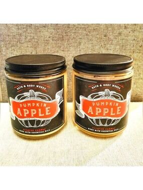 BATH & BODY WORKS PUMPKIN APPLE SINGLE WICK CANDLES 2 PACK